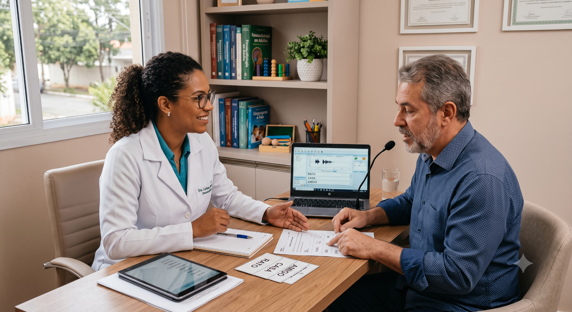 Atendimento fonoaudiológico adulto com avaliação clínica em consultório